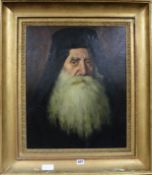 Continental School, oil on canvas, portrait of a bearded gentleman, indistinctly signed.