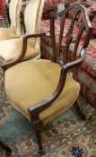 Two Hepplewhite-style mahogany elbow chairs