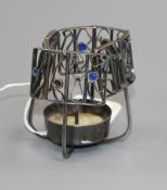 An American? Arts & Crafts style Pennington sterling silver and enamel candle holder, height 75mm.