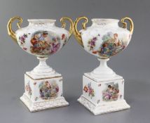 A pair of Dresden vases 24cm high