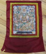 A Tibetan painted silk thangka