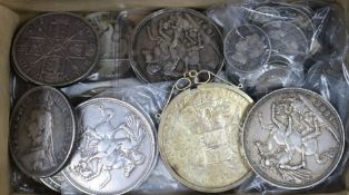 A collection of UK silver and World coins, 18th-20th century, including crowns, half crowns,