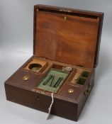 A George III mahogany stationery box 34cm wide, 14cm high