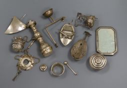 A group of mainly Middle Eastern white metal novelties etc.