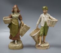 A pair of Royal Dux figures 26cm high