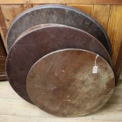 Six 19th century mahogany tea table tops