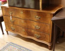 An 18th century design walnut serpentine commode W.125cm