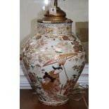 A 19th century Japanese Imari ovoid shaped vase, fitted as a table lamp (drilled)