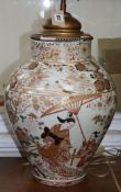 A 19th century Japanese Imari ovoid shaped vase, fitted as a table lamp (drilled)