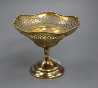 A George V pierced silver gilt comport by Charles Boyton & Sons, engraved with baron's coronet,