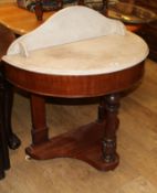 A Victorian mahogany marble top wash stand W.91cm