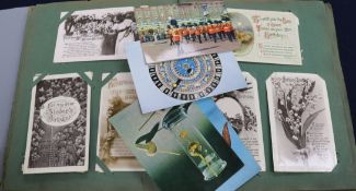 A collection of over 550 assorted postcards in three albums and loose, including Irish Rebellion etc