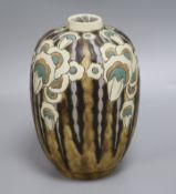 A Charles Catteau for ceramics, Art deco vase, signed and numbered 28cm high