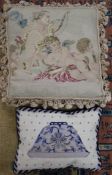 Two Chelsea textiles cushions with bag