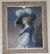 After Gainsborough, pastel, Portrait of Mrs Milne, 74 x 61cm