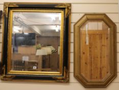 A rectangular parcel-cut wall mirror and one other mirror W.70cm and 44cm