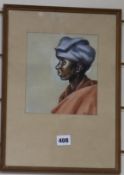 C. H. Greaves, watercolour, Portrait of a native woman, signed, 18 x 16cm