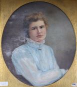 A.Andrews 1908. oil on canvas, Portrait of a young lady, inscribed verso, 56 x 46cm.