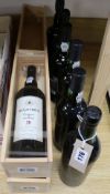 Nine bottles of various ports to include three bottles Delaforce Ancient & Curious 20yo Tawny (in