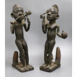 A pair of Yoruba bronze figures, 19th century