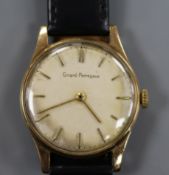 A gentleman's 9ct gold Girard Peregaux manual wind watch.