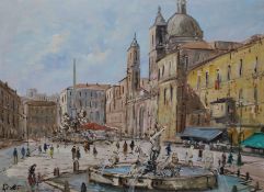 Italian School, oil on canvas, Gianicolo Fountain, Rome 50 x 68cm.