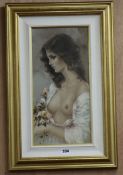 Lucia Sarto, oil on canvas, 'Nude', signed with label verso, 39 x 19cm