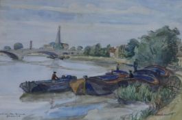 John Hawksworth, watercolour, Strand-in-the-Green, Chiswick, signed 18 x 26cm.