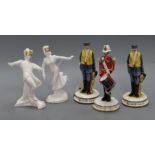 Five Michael Sutty figures, two RAF and Kings Own Royal Border Regiment tallest 18cm
