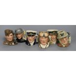 Six Royal Doulton 'National Service' small character jugs, including 'The Sailor', D6904 (limited