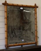 A Victorian faux bamboo wall mirror W.82cm
