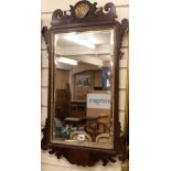 A George III fret cut mahogany mirror W.46cm