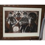 Sonia Handford (1925-2010) The Beatles, linocut, signed and dated 64 to margin, 33 x 47cm.