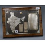 Cricketing Interest - a plaque presented by The Mysore State Cricket Association to The London