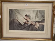 William Russell Flint, signed colour print, New Model Inspecting Drawings of her Predecessor, 38 x