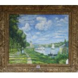 Hamilton, French Impressionist style, oil on canvas, river scene, 50 x 60cm.