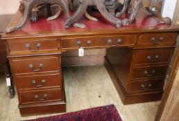 A Georgian style mahogany pedestal desk W.138.5cm