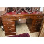 A Georgian style mahogany pedestal desk W.138.5cm