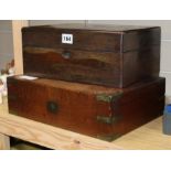 Two Victorian rosewood and mahogany toilet boxes