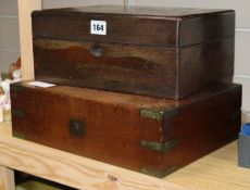 Two Victorian rosewood and mahogany toilet boxes