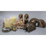 A group of soapstone carvings and other collectables