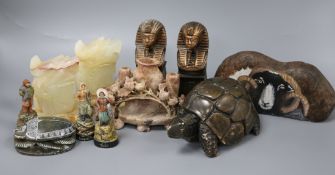 A group of soapstone carvings and other collectables