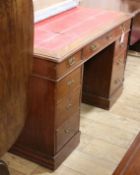 A mahogany pedestal desk W.122cm