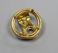 A Van Cleef & Arpels gilt metal ear clip (lacking stone?), 21mm.