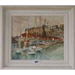 Dorothy Louisa Swain (b. 1922), 'Ramsgate Harbour', signed and dated '82, oil on canvas