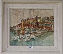 Dorothy Louisa Swain (b. 1922), 'Ramsgate Harbour', signed and dated '82, oil on canvas