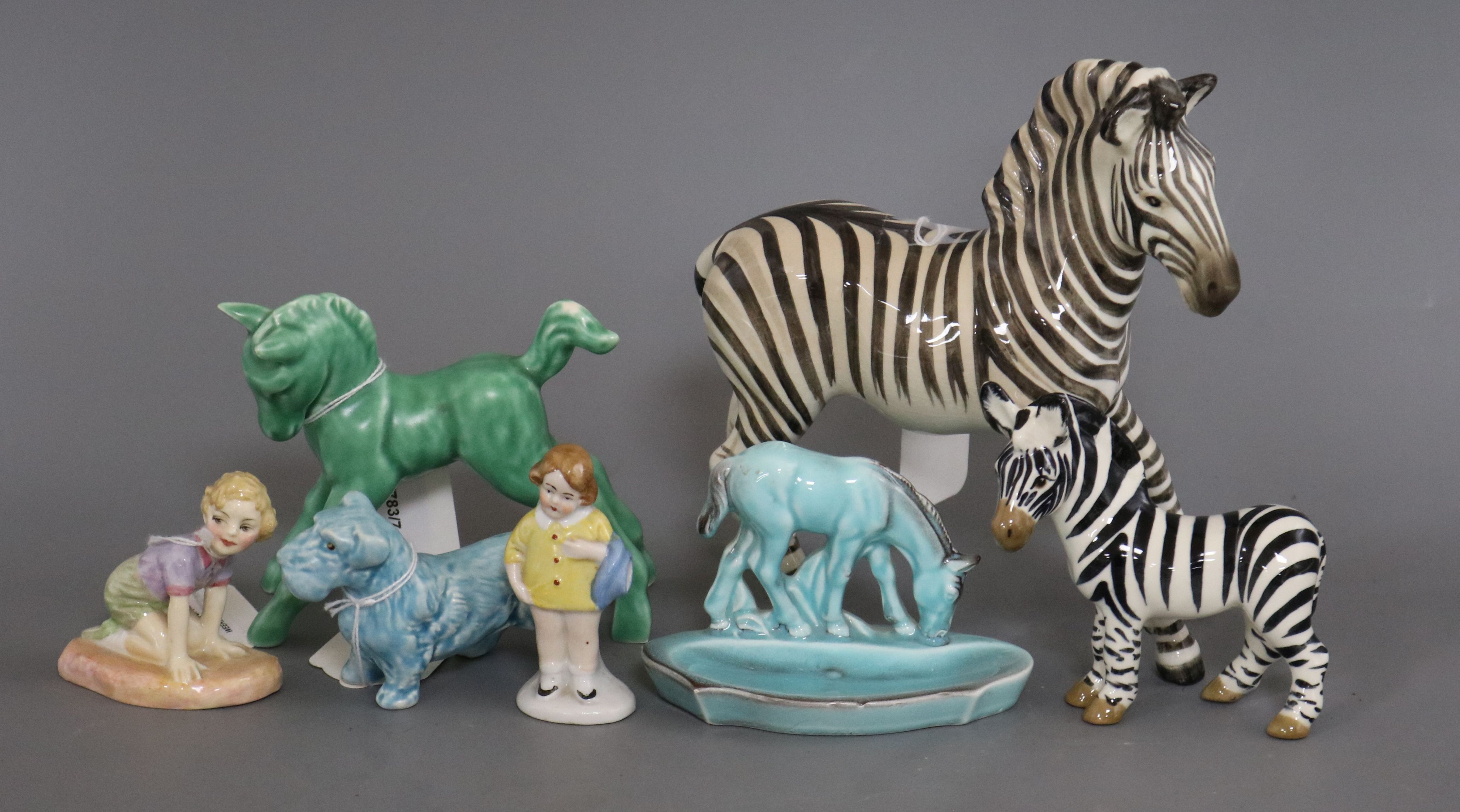 A Royal Doulton miniature figure of 'Robin', M39 and sundry ceramics, including a Beswick zebra