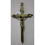 A late 19th century brass reliquary crucifix