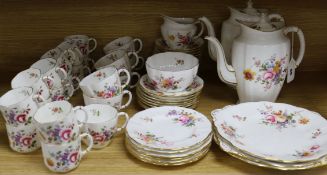 A Royal Crown Derby floral-decorated part tea service