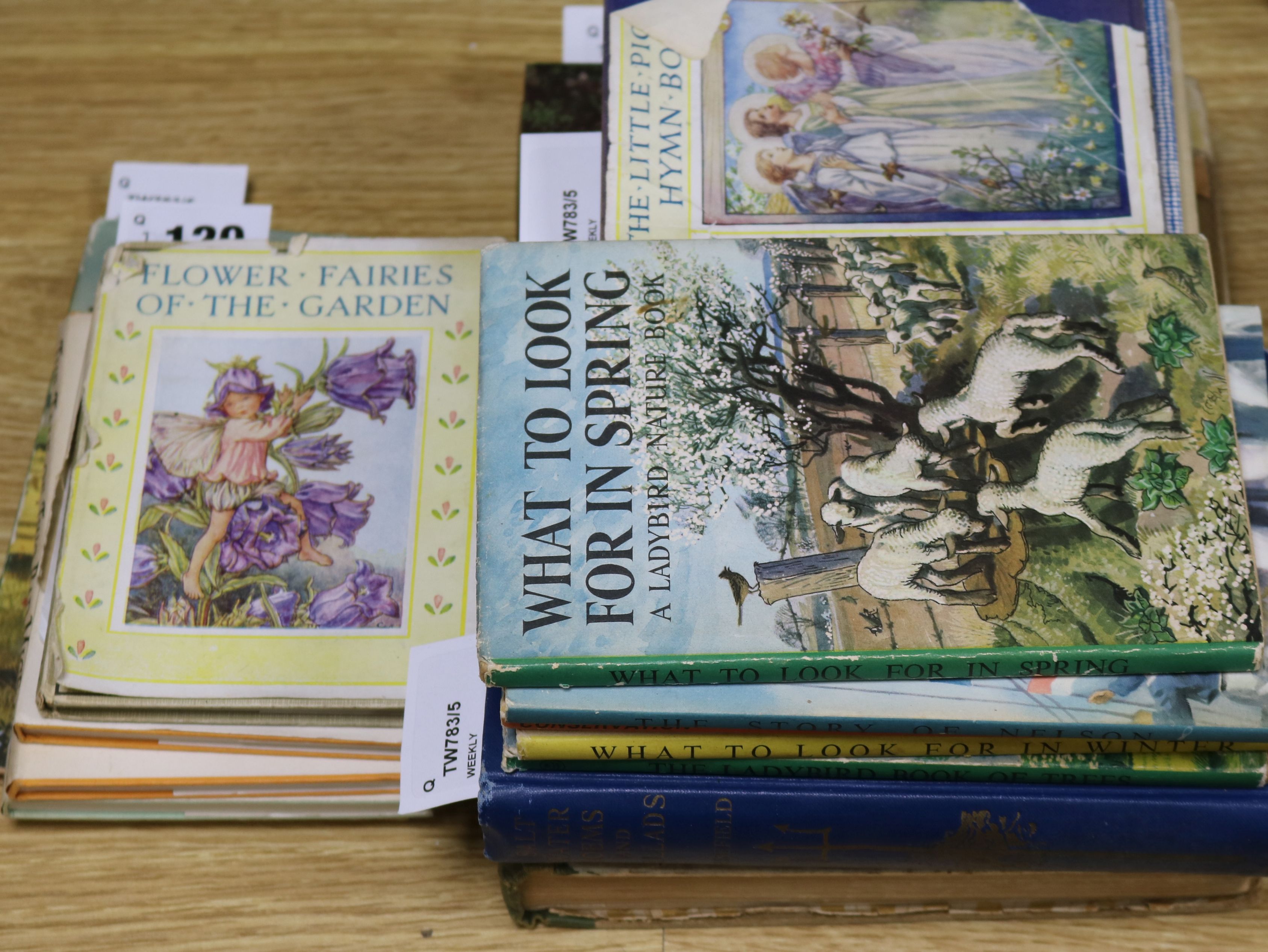 A small collection of mainly children's books, including Cicely Mary Barker Flower Fairies